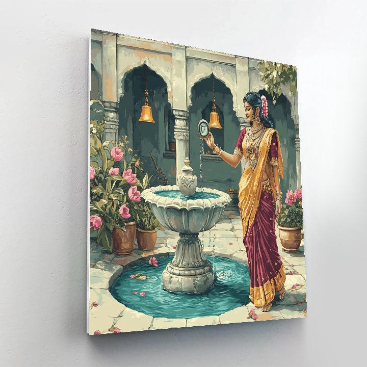 Courtyard Fountain, Parvati In Bloom Paint by numbers art