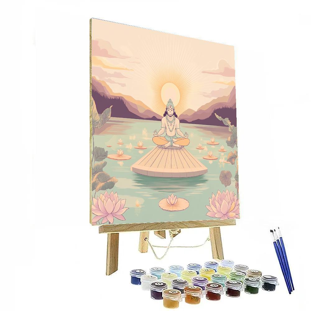 Hanuman Sunrise Yoga On Lotus Pier Numbered painting kits