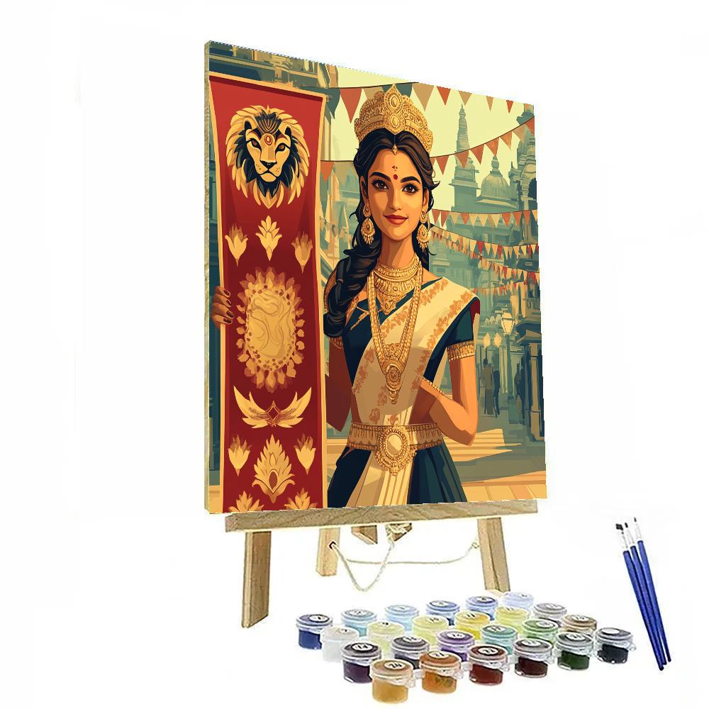 Parvati And Lion Emblem Banner painting number kit