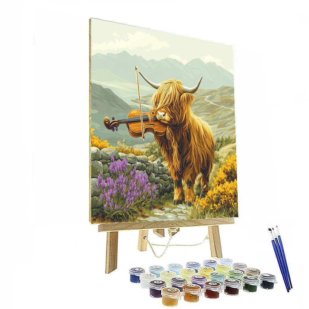 Highland Cow Mossy Violinist Painting by numbers kit
