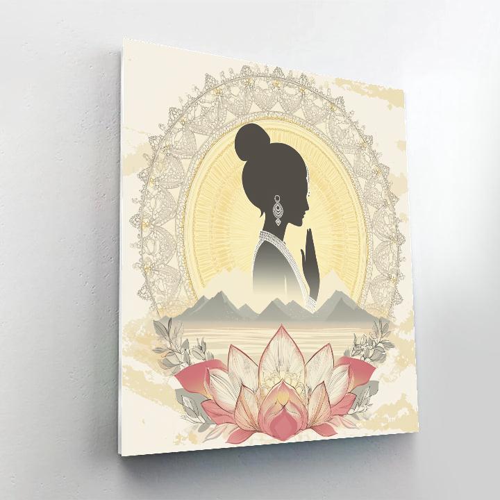 Parvati Silhouette In Dawn Mandala paint by numbers
