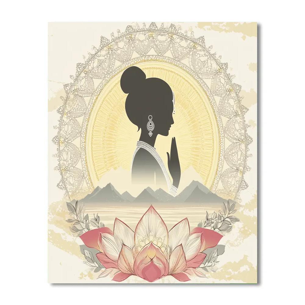 Parvati Silhouette In Dawn Mandala paint by numbers