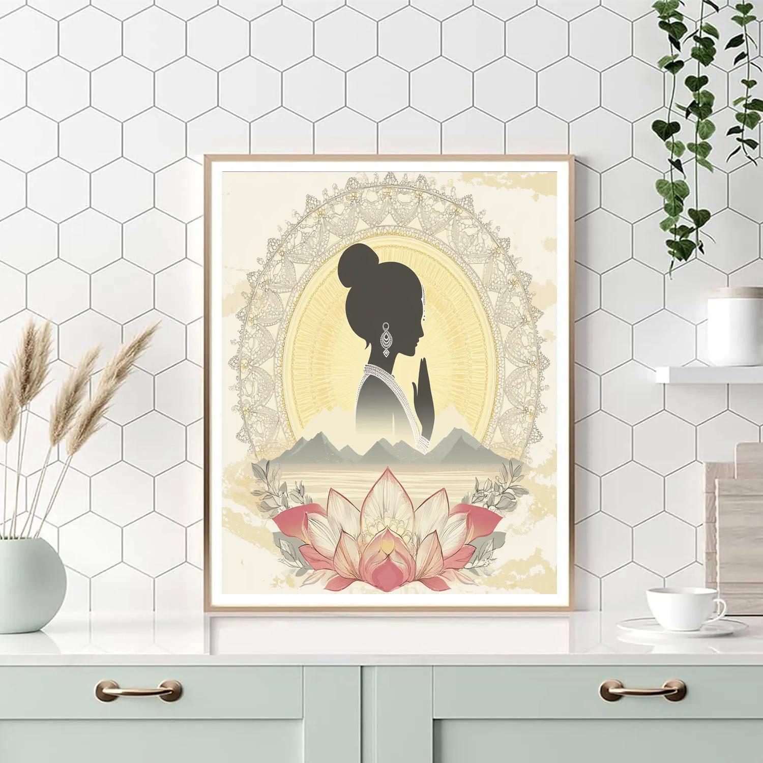 Parvati Silhouette In Dawn Mandala paint by numbers