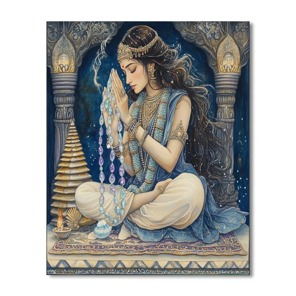 Parvati With Crystal Prayer Beads Paint by numbers art