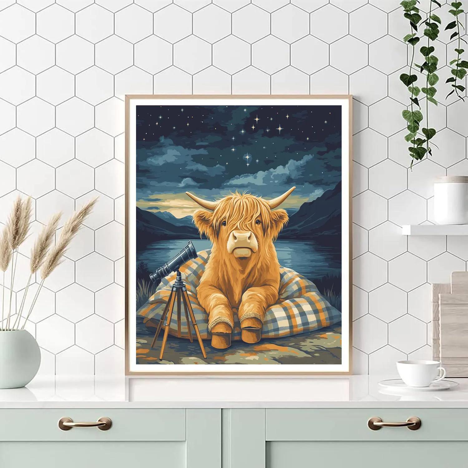 Stargazer Hill Highland Cow Numbered painting kits