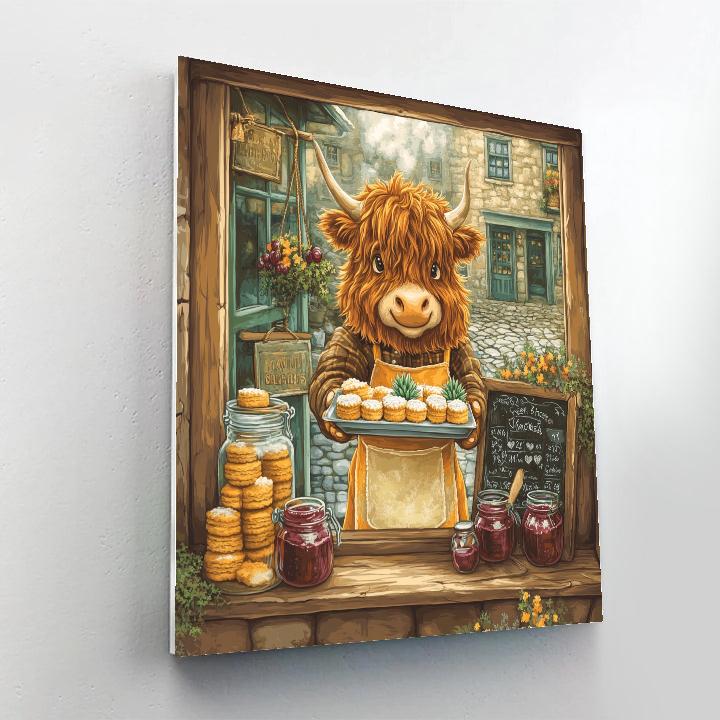 Highland Cow Bakery Window Display paint by numbers