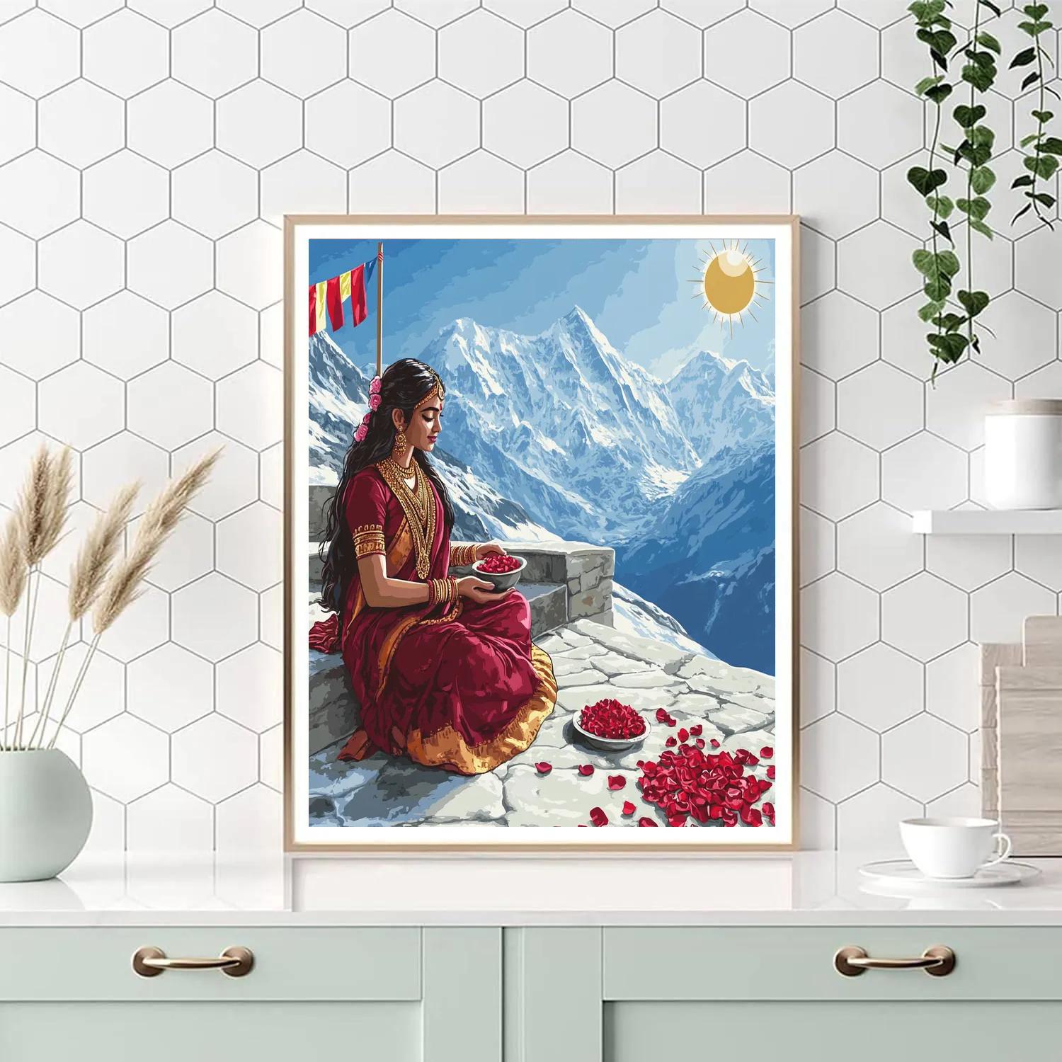 Parvati Seated On Himalayan Terrace Painting by numbers kit