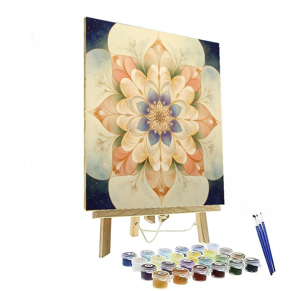 Alphonse Mucha Inspired Luminous Nebula Botanica Mandala painting number kit