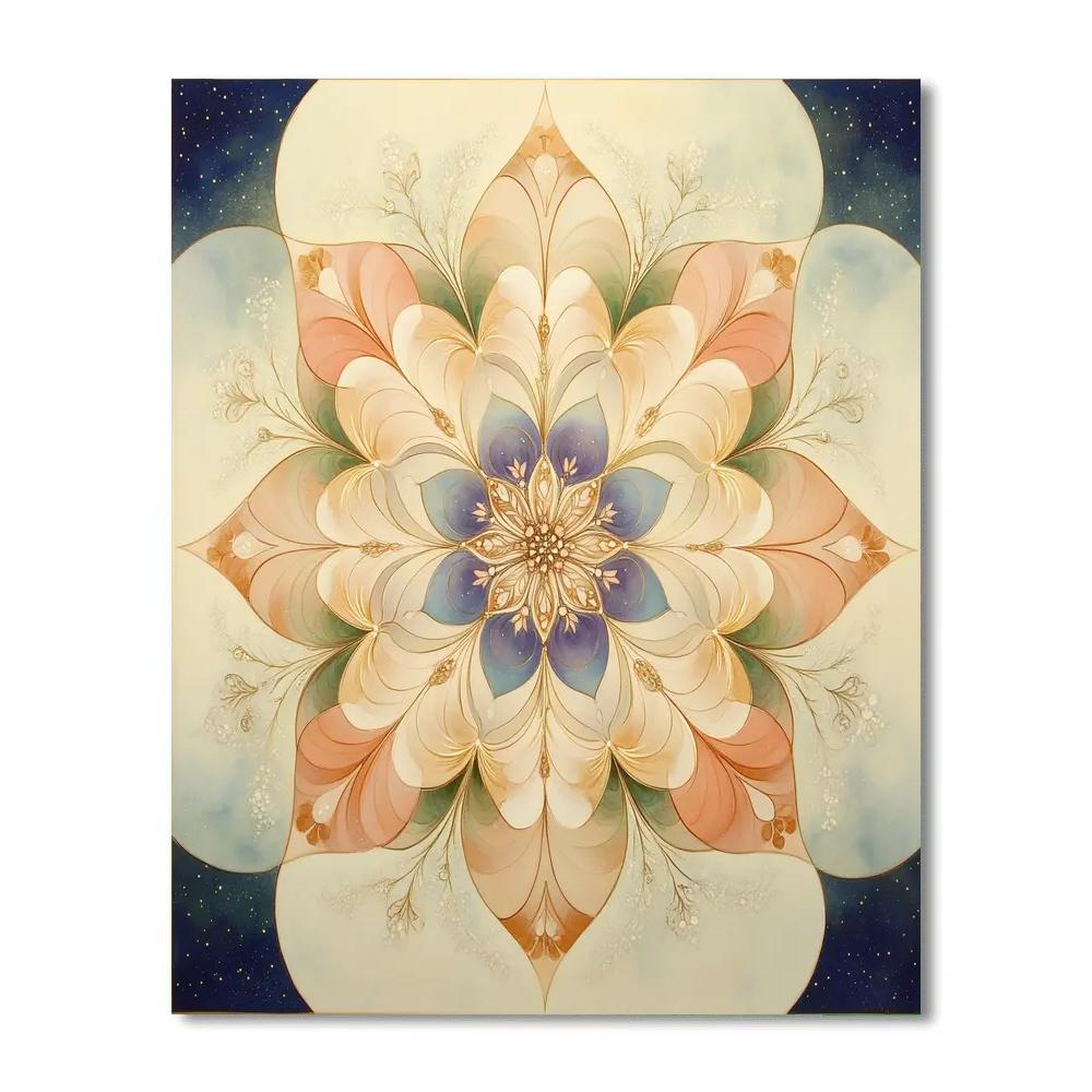 Alphonse Mucha Inspired Luminous Nebula Botanica Mandala painting number kit