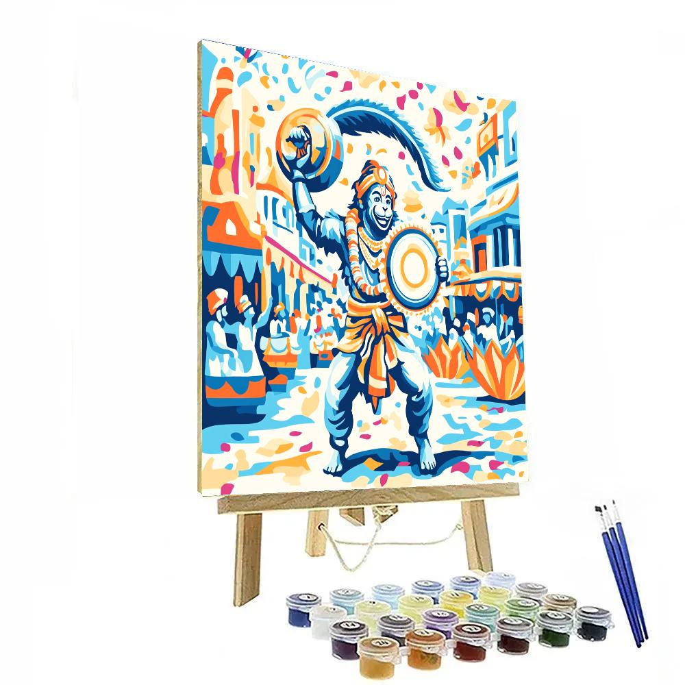 Paper Cutout Parade With Hanuman Drummer Number painting