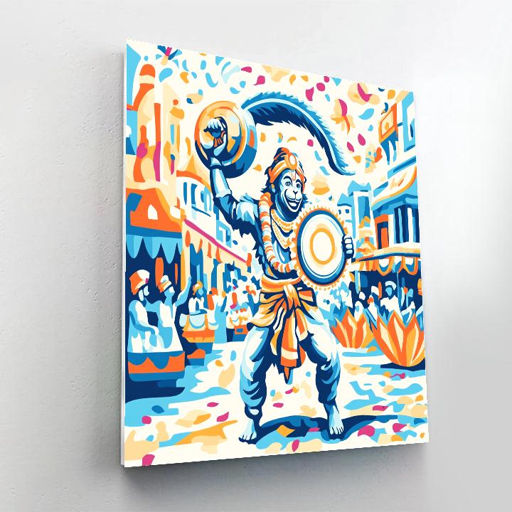 Paper Cutout Parade With Hanuman Drummer Number painting