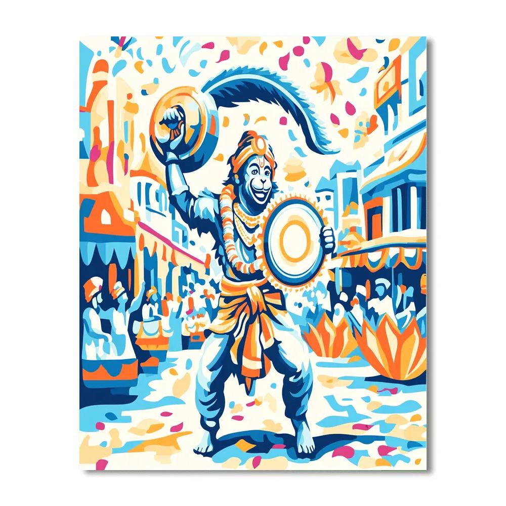 Paper Cutout Parade With Hanuman Drummer Number painting