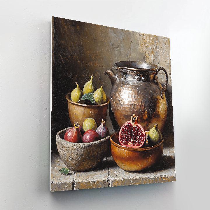 Diego Velázquez Inspired Ochre Hearthside Bodegon paint by numbers