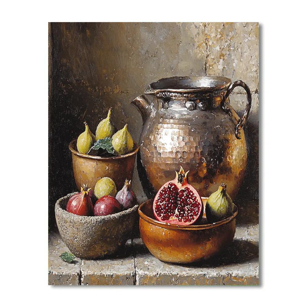 Diego Velázquez Inspired Ochre Hearthside Bodegon paint by numbers