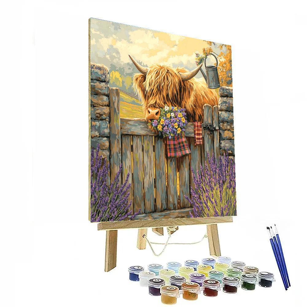 Highland Cow Garden Gatekeeper DIY paint by numbers