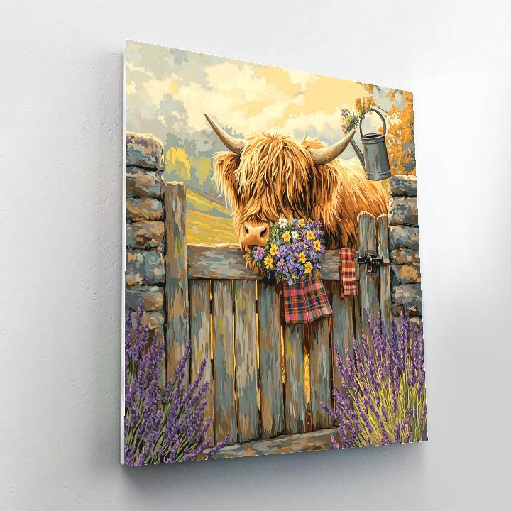 Highland Cow Garden Gatekeeper DIY paint by numbers