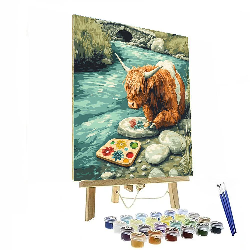 Highland Cow River Stone Painter paint by color