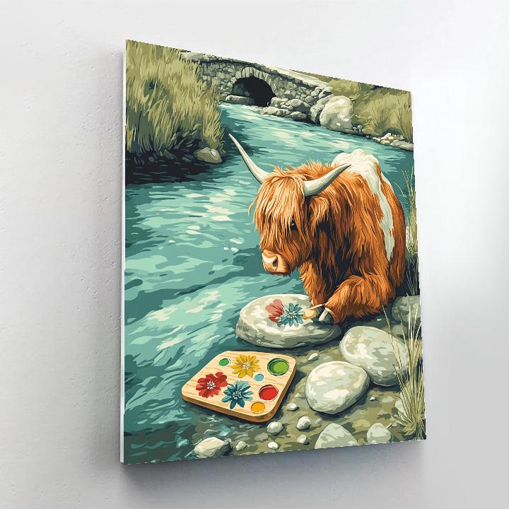 Highland Cow River Stone Painter paint by color
