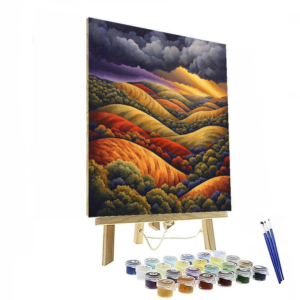 Frederick Varley Inspired Stormlight Breaking Over Burnt Ochre Hills paint by numbers