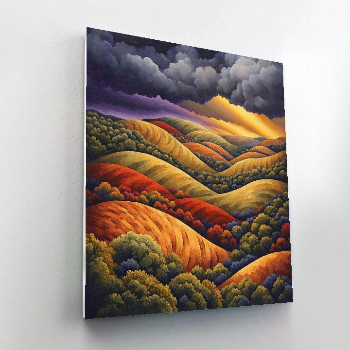 Frederick Varley Inspired Stormlight Breaking Over Burnt Ochre Hills paint by numbers