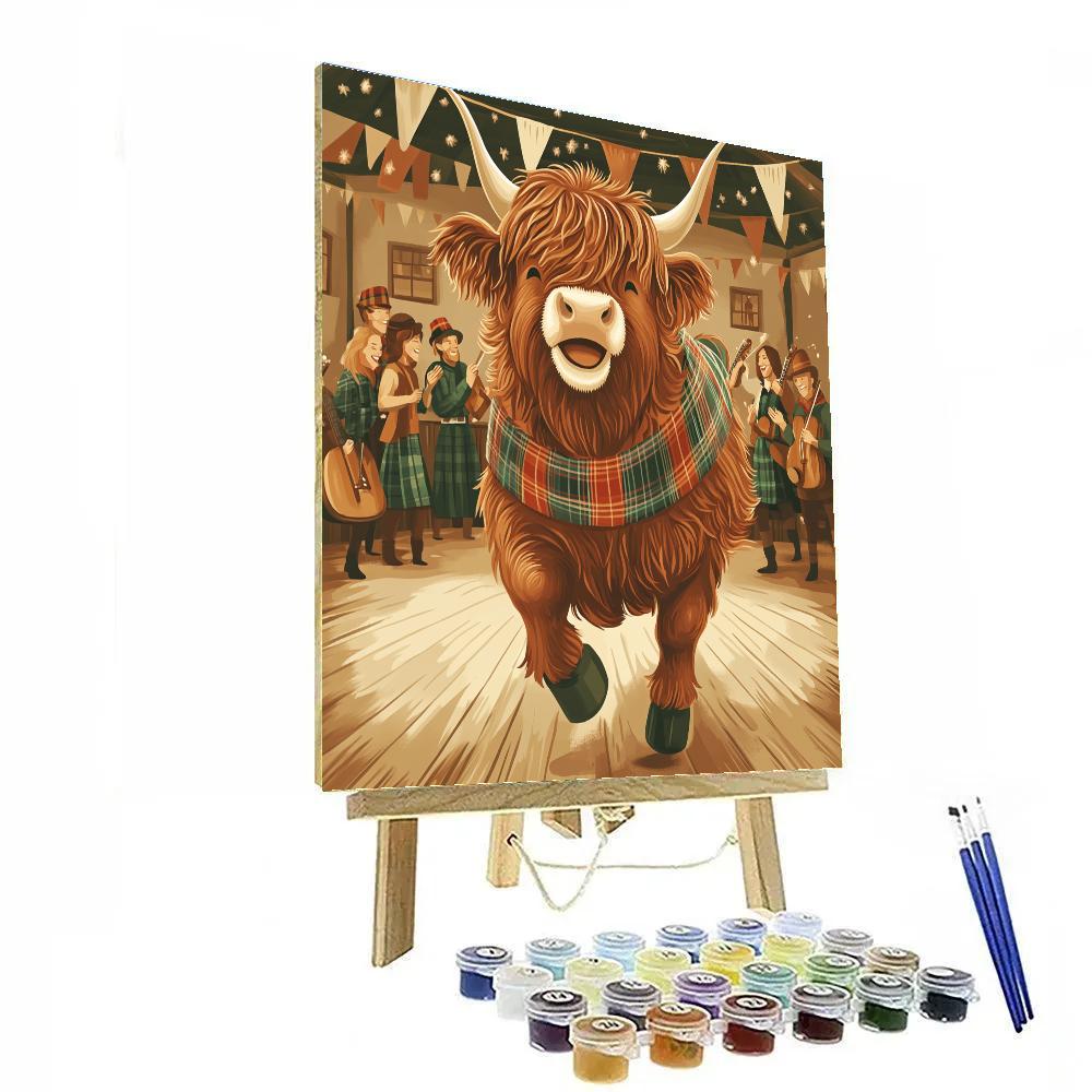 Ceilidh Dance Highland Cow paint by numbers