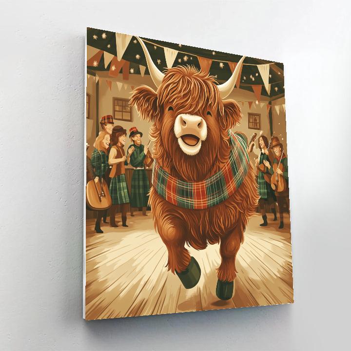 Ceilidh Dance Highland Cow paint by numbers