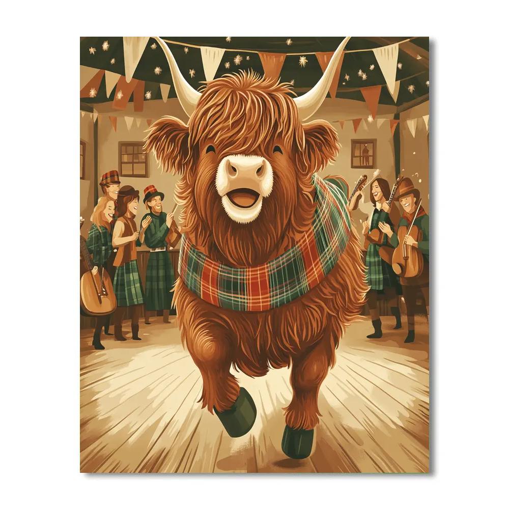 Ceilidh Dance Highland Cow paint by numbers