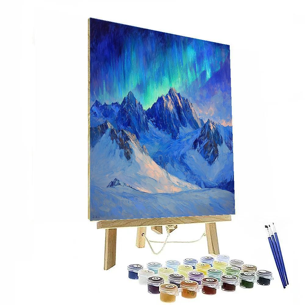 Edgar Degas Inspired Aurora Over Silent Mountains paint by color