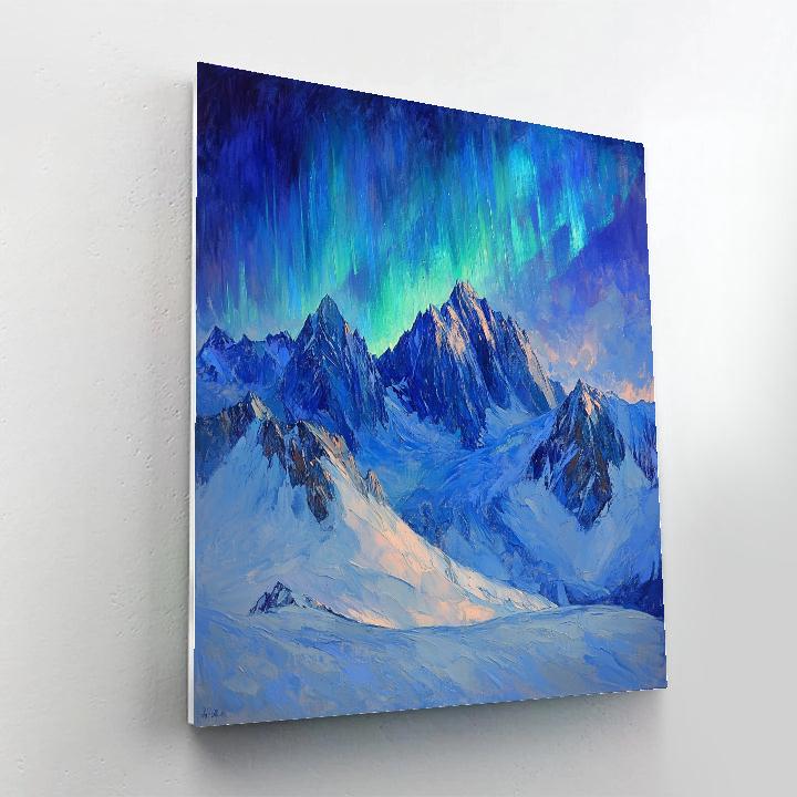 Edgar Degas Inspired Aurora Over Silent Mountains paint by color
