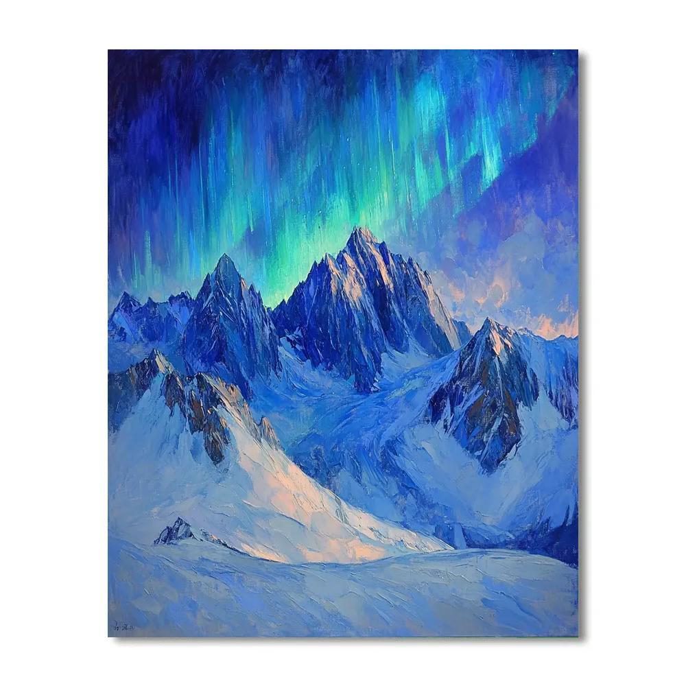 Edgar Degas Inspired Aurora Over Silent Mountains paint by color