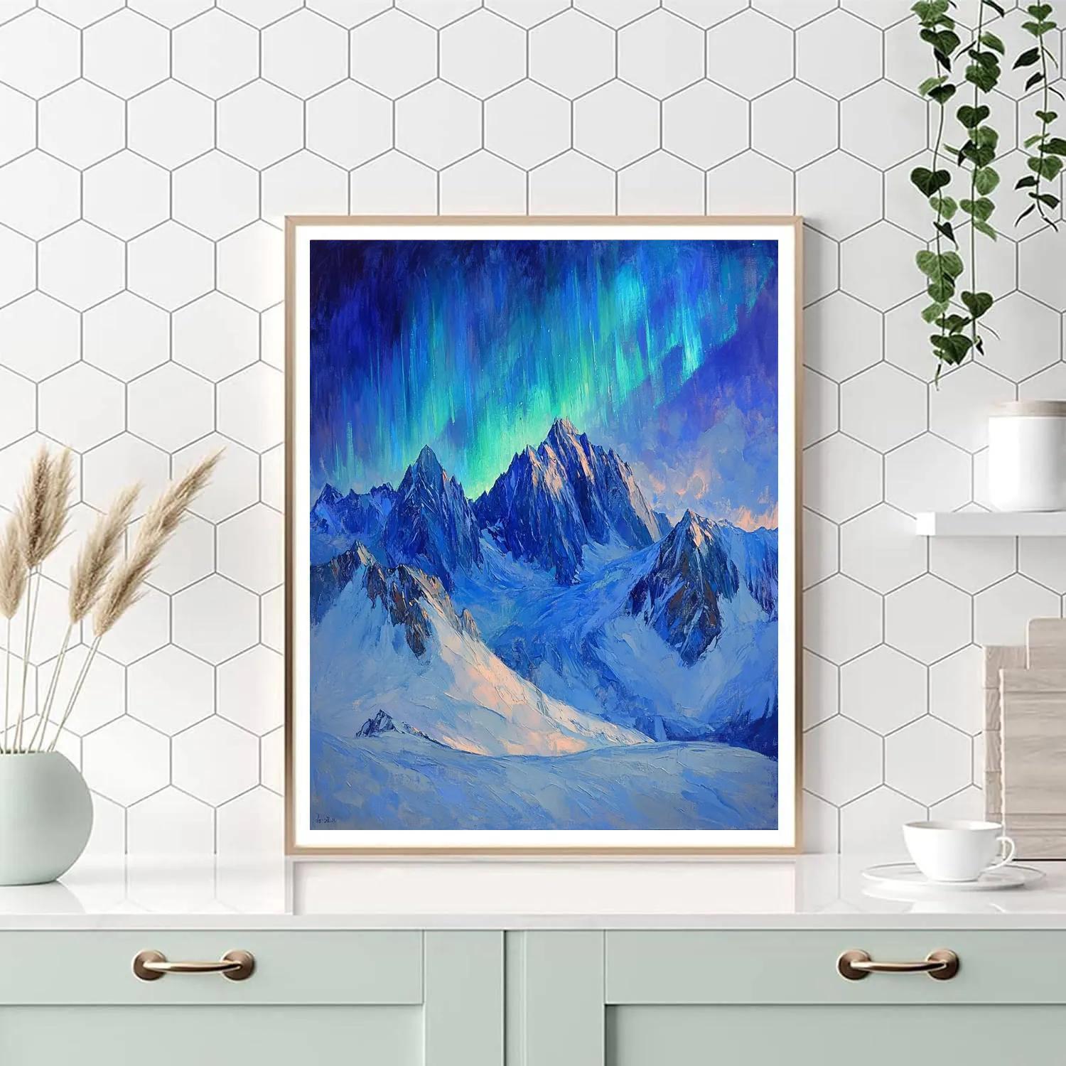 Edgar Degas Inspired Aurora Over Silent Mountains paint by color