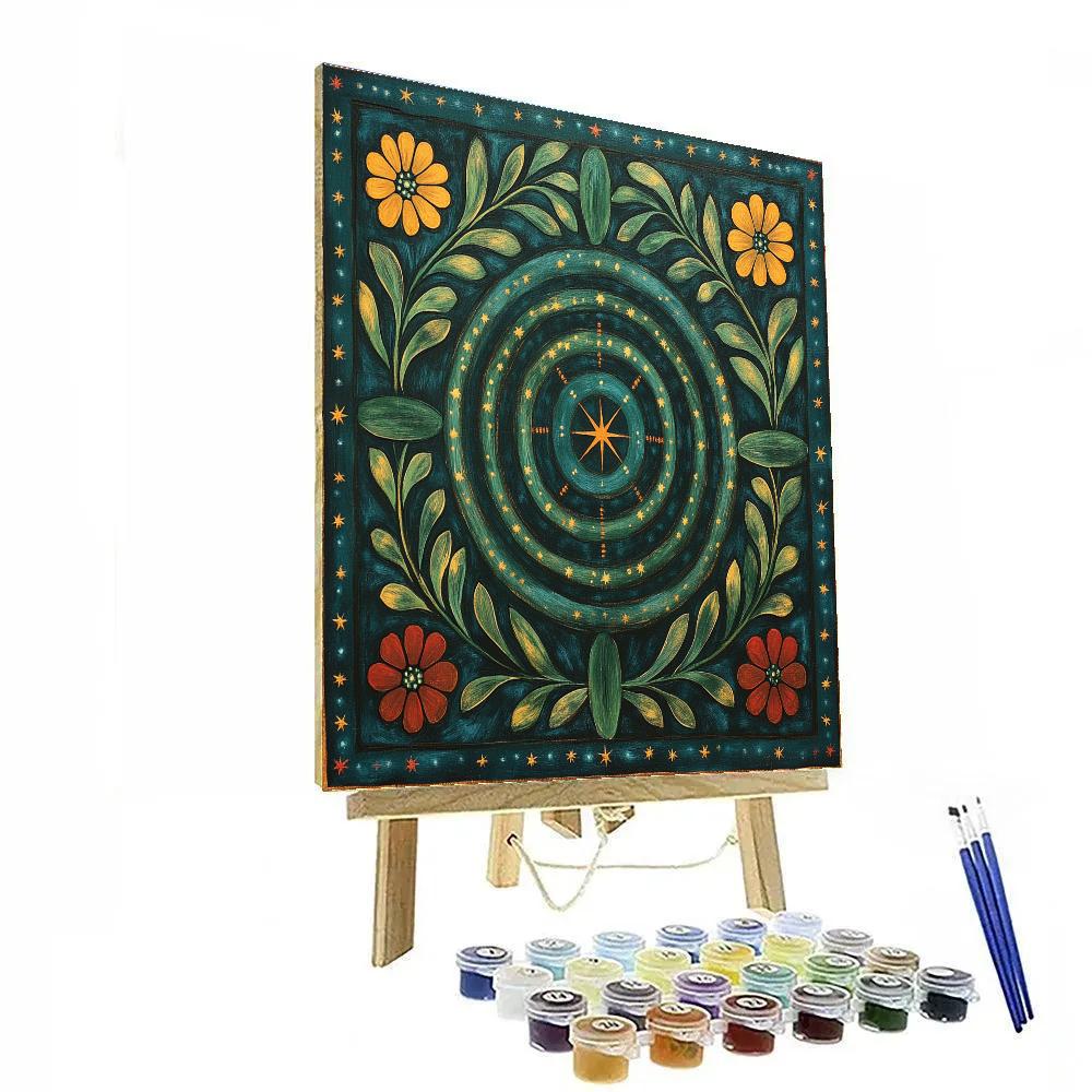 Frida Kahlo Inspired Ancestral Nebula Milpa Pattern Number painting