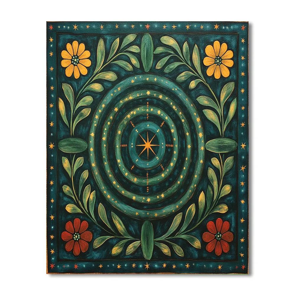 Frida Kahlo Inspired Ancestral Nebula Milpa Pattern Number painting