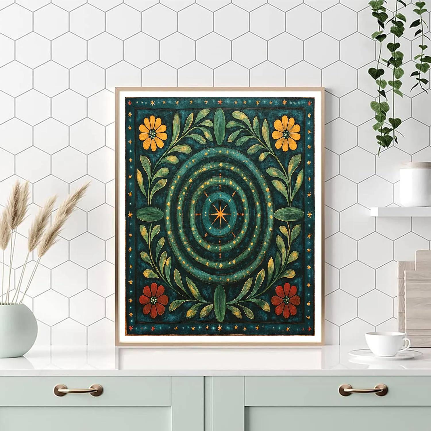 Frida Kahlo Inspired Ancestral Nebula Milpa Pattern Number painting