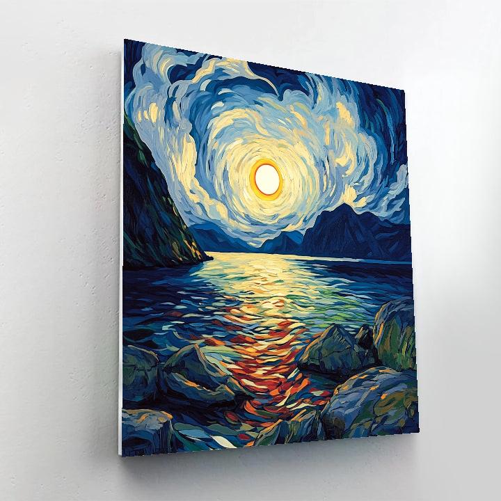 Edvard Munch Inspired Eclipse Over A Restless Fjord paint by number