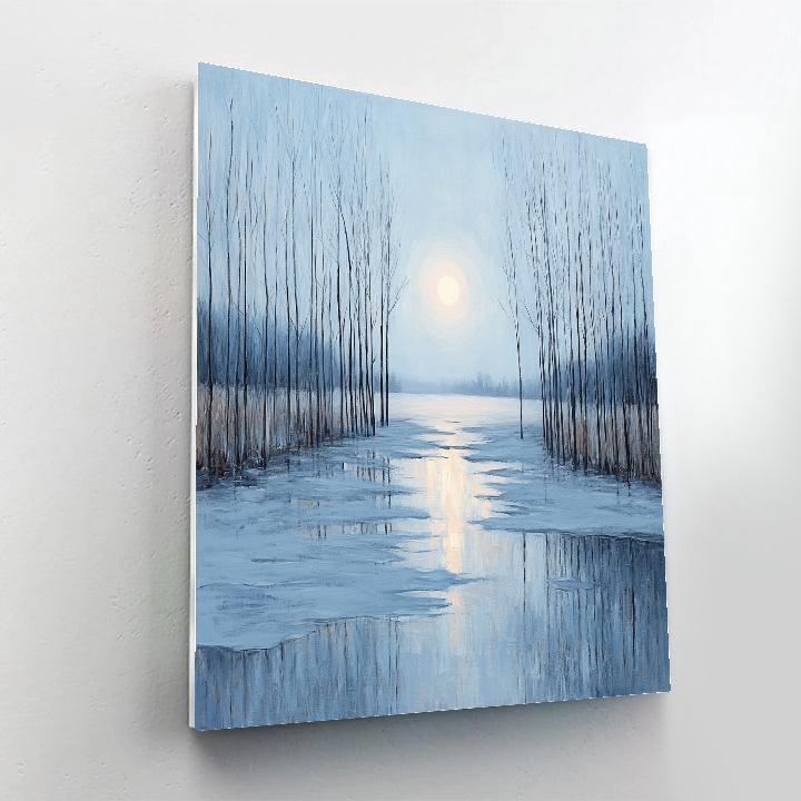 Claude Monet Inspired Lunar Halo Over Winter Poplars Paint by numbers kits