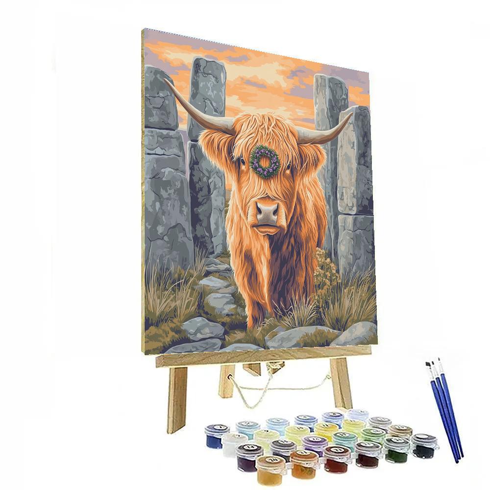 Highland Cow Stone Circle Guardian paint by color