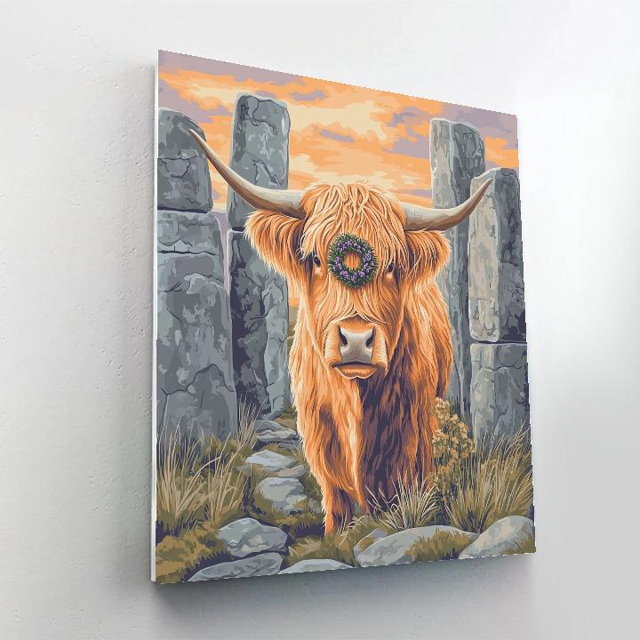 Highland Cow Stone Circle Guardian paint by color