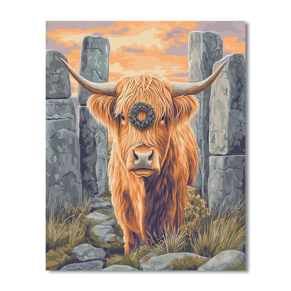 Highland Cow Stone Circle Guardian paint by color