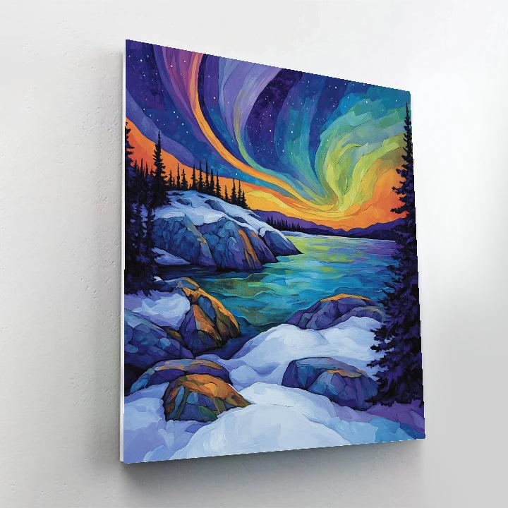 A.Y. Jackson Inspired Aurora Over Shield Granite Waves Paint by numbers kits