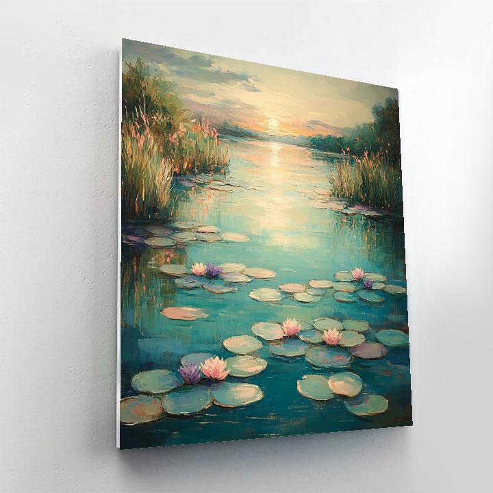 Claude Monet Inspired Equinox Dawn On Lily Pond Reflections paint by numbers