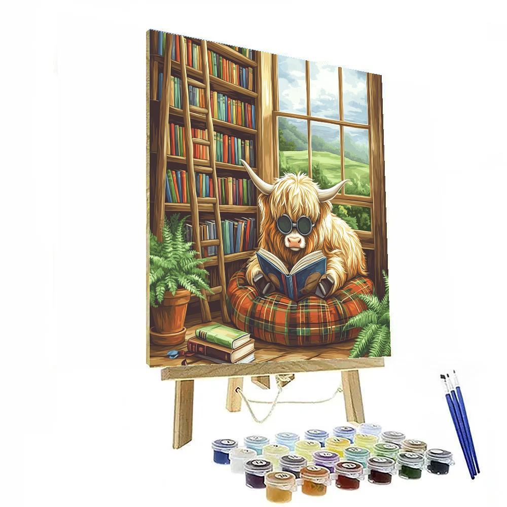 Highland Cow Bookshop Nook Paint by numbers kits