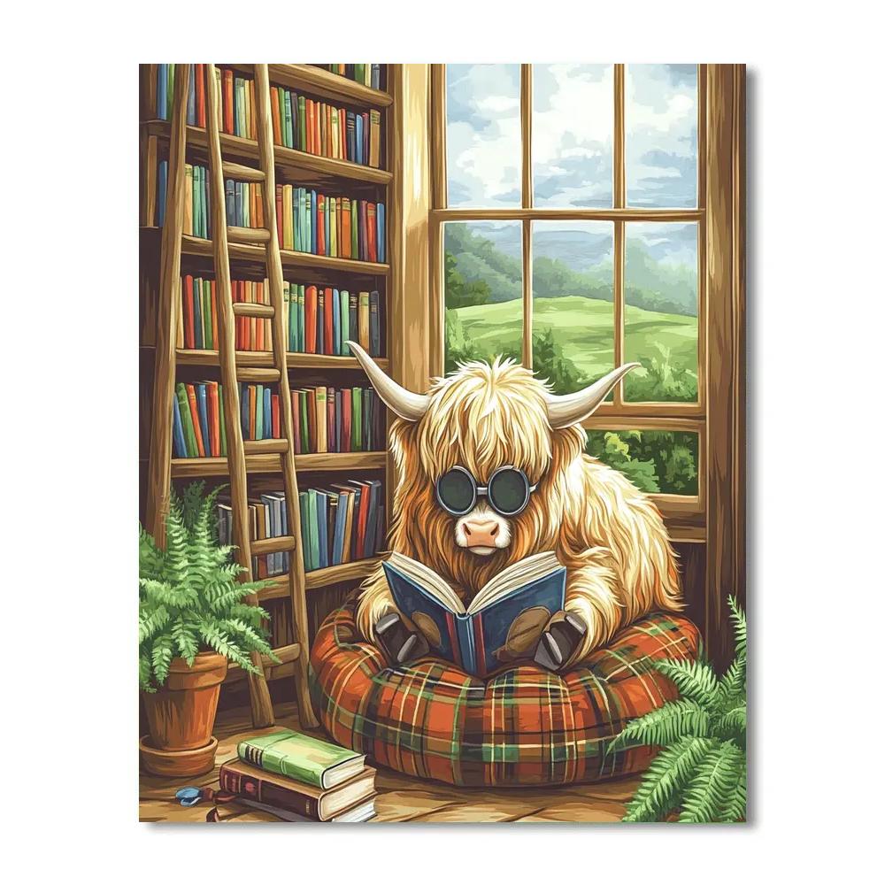 Highland Cow Bookshop Nook Paint by numbers kits