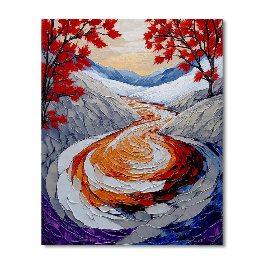 A.Y. Jackson Inspired Equinox Thaw On A Northern Rapids Spiral DIY paint by numbers