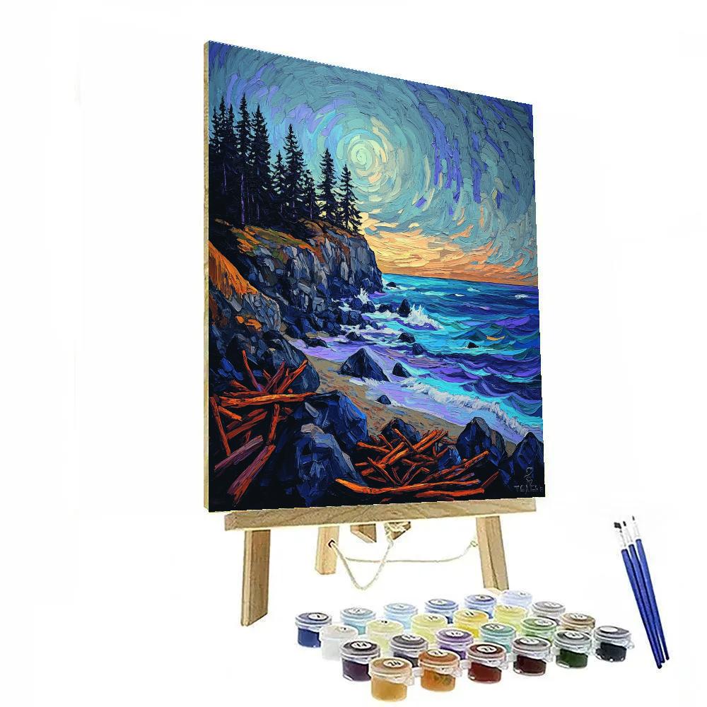 Emily Carr Inspired Stormlit Driftwood Coast paint by numbers