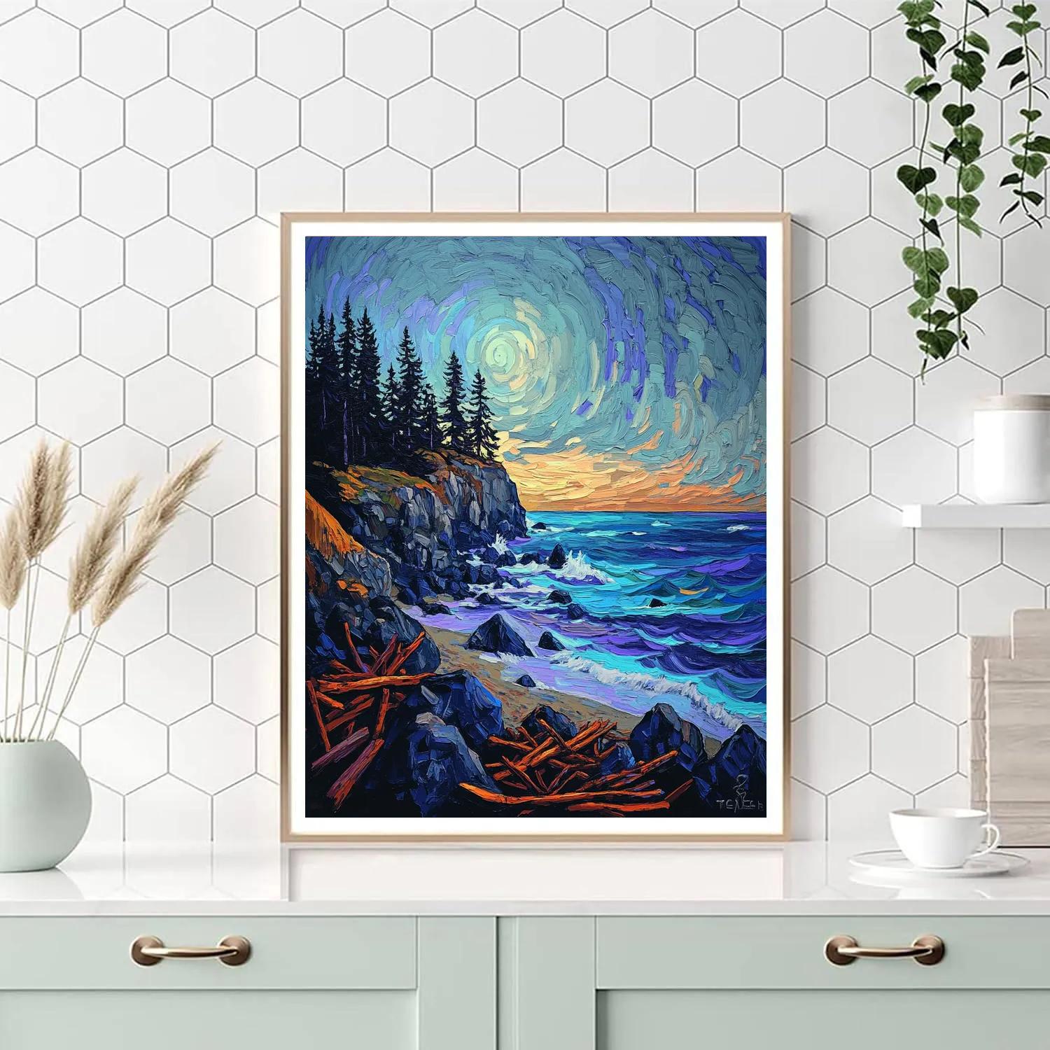 Emily Carr Inspired Stormlit Driftwood Coast paint by numbers