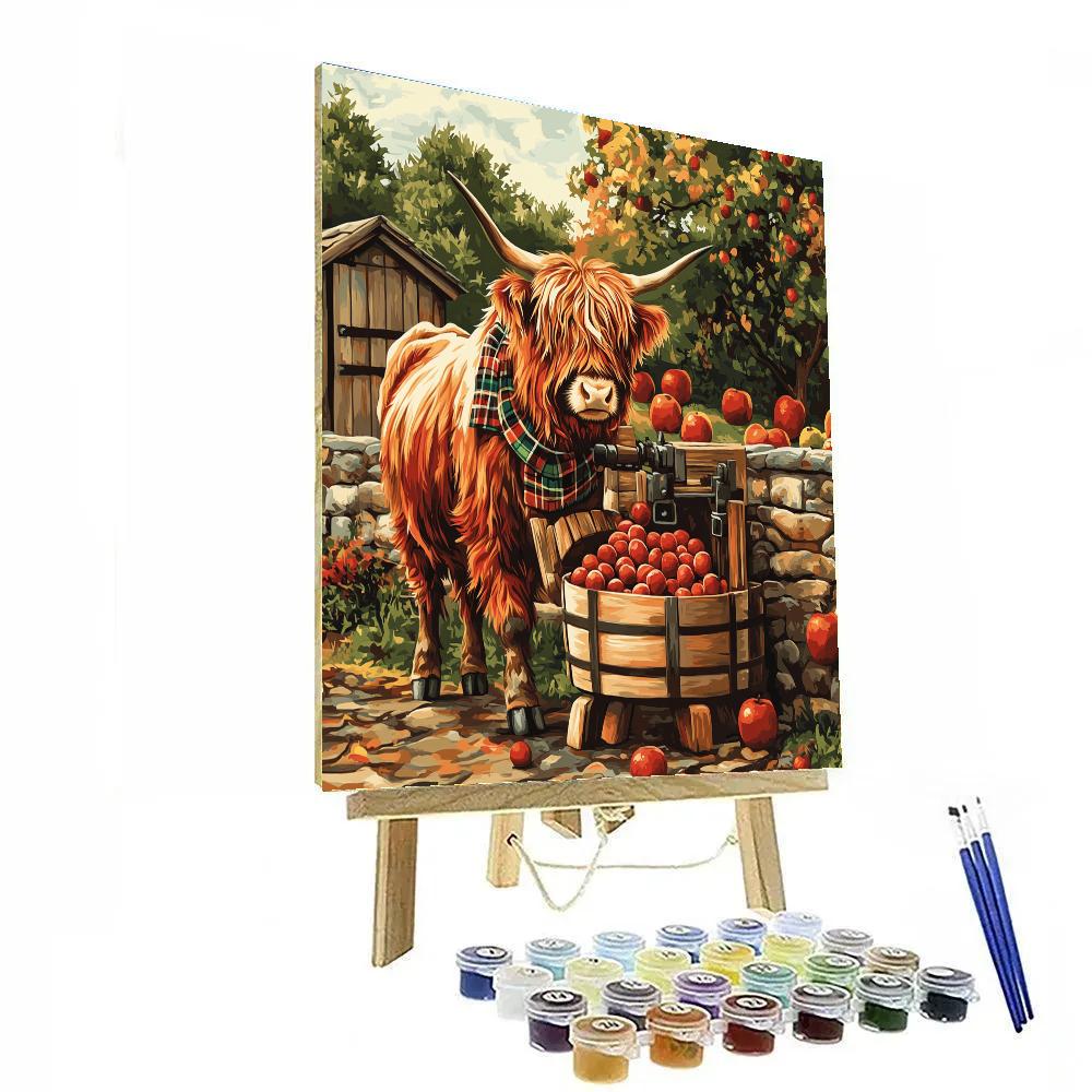 Highland Cow Orchard Cider Press DIY paint by numbers