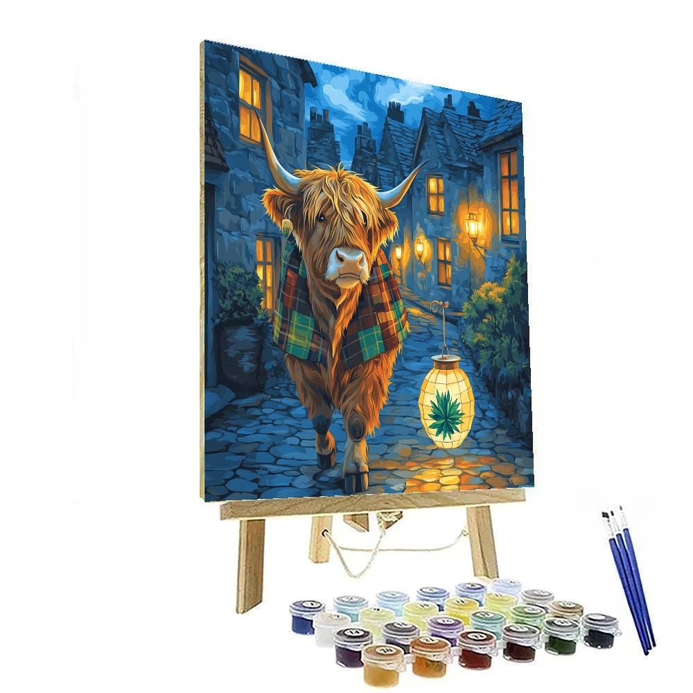 Highland Cow Lantern Parade painting number kit