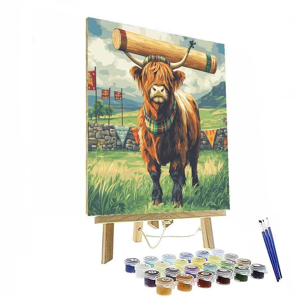 Highland Cow Highland Games Helper Paint by numbers kits