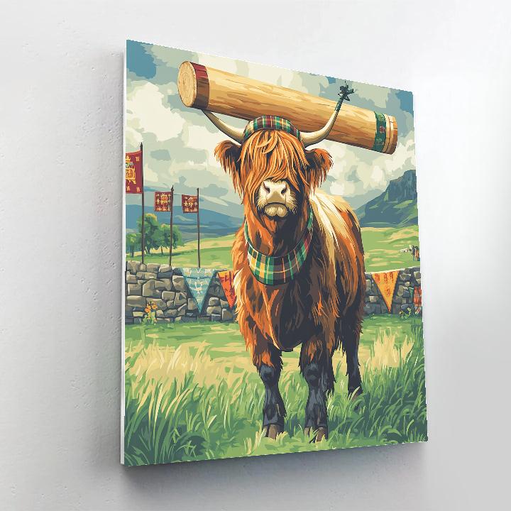 Highland Cow Highland Games Helper Paint by numbers kits